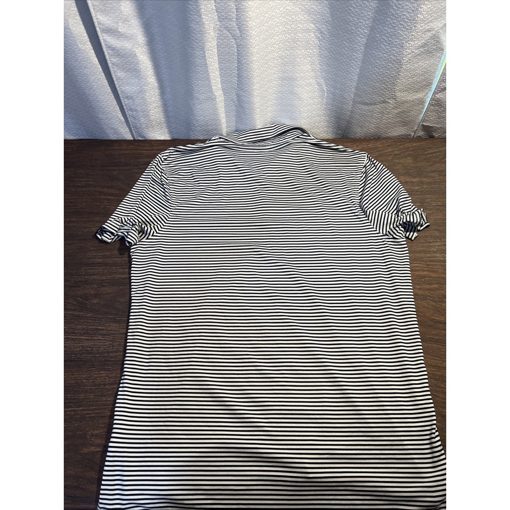 J. Crew Performance Men's Large Short Sleeve Polo Shirt Navy White Stripe - Picture 5 of 5